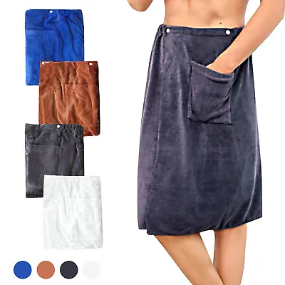 Mens Bath Skirt Wrap Pocket Towel Bathrobe Shower Beach Spa Bathing Bathhouse US • $17.43