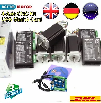 〖UK〗  4 Axis USB Mach3 CNC Kit Nema23 Stepper Motor CW5045 Driver Controller Set • £235