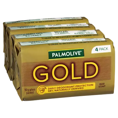 Palmolive Gold Bar Soap Daily Deodorant Protection 4 X 90g Green Tea Extract • £4.01