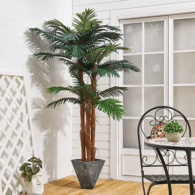 6FT Tall Artificial Palm Tree Pot Fake Plant Outdoor Garden Home Office Decor • £89.95