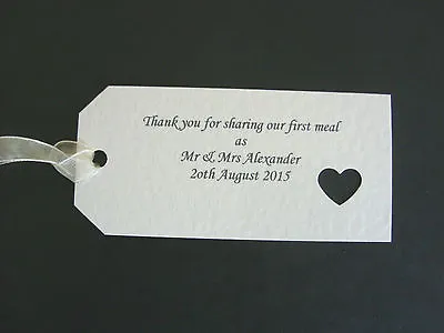 £1.75 • Buy Thank You For Sharing Our First Meal Wedding Napkin/Favour Tags X 10 White/Ivory