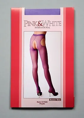 Pink&White International Sheer Crotchless Suspender Hosiery Pantyhose - Queen • $10.99