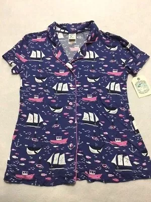 NWT Munki Munki Nite Nite XS Blue Whale Ship Nautical Pajama Shirt Top • $6.79