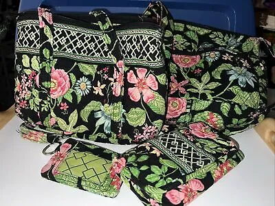 Vera Bradley Botanica Pattern (Green Black & Pink) Set Of 4 • $65