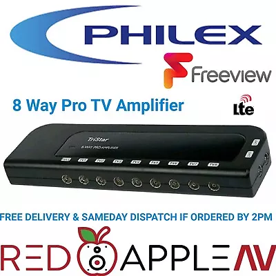 8 Way LTE 4G Filtered 1 In 8 Out TV & DAB/FM Booster Aerial Amplifier FREE Post • £22.99