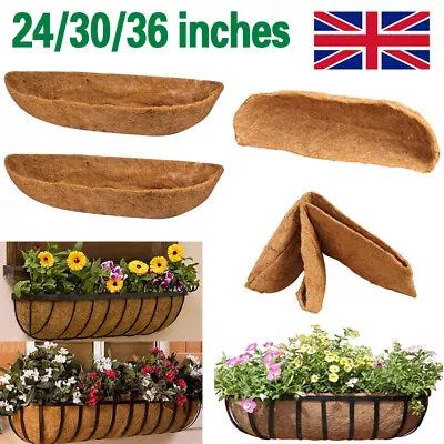 24-36'' Hanging Basket Trough Coco Liner Planting Flower Wall Planter Window Box • £8.49