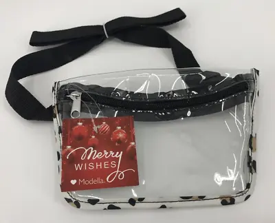 NEW Merry Wishes Modella Make Up Bag Black Animal Print Clear • $9.99