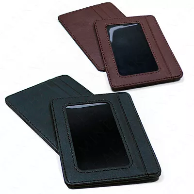 Mens Slim Leather Wallet Card Holder Window Credit Cash ID Pocket Thin Minimal • $6.98