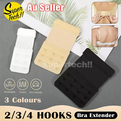 Clip On Elastic Bra Extender 3 Row 2 3 4 Hook Pregnant Maternity Long Strap Pack • $2.95