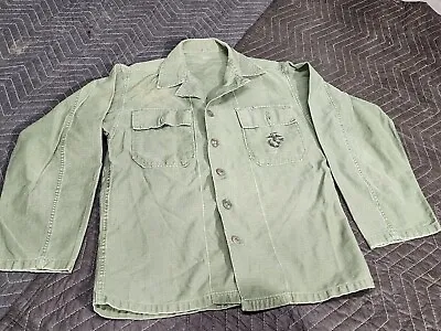 Vietnam War Or Korea USMC Marine Stencil OG-107 OD Sateen Cotton Fatigue Shirt • $70