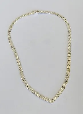 Sterling Silver Italy Diamond Cut Chevron Riccio Chain Link V Shape Necklace 18” • $69.99