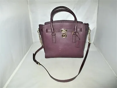 Michael Kors Hamilton Large E / W Satchel Shoulder Bag Tote $298 Damson  #2766 • $84.99