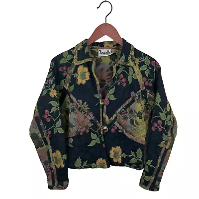 VTG Treadle Design Room Floral Tapestry Jacket XS Art To Wear Unique • $49.99