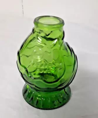 Vintage Wheaton NJ Glass Small  3  GREEN  CATARRAH CURE  Fish Bottle. • $18.99