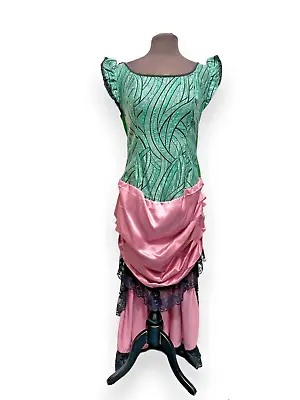 Moulin Rouge Pink Green Show Girl Saloon Girl Dress Size M/L Cosplay Ex Hire • £18