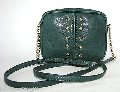 New Michael Kors Uptown Astor Hunter Green Leather Chain Crossbody Hand Bag • $149.99