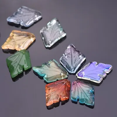 10pcs 25x18mm Leaf Charm Crystal Glass Loose Pendants Beads DIY Jewelry Findings • $2.98