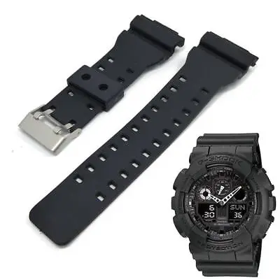 Black Resin Rubber Replacement Watch Band Strap Fits Casio G-Shock GA-100 • $12.95