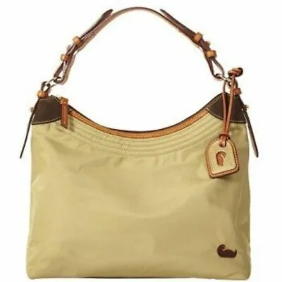 Dooney & Bourke Nylon Erica Hobo Shoulder Bag W/Adjustable Leather Strap - Khaki • $28.50