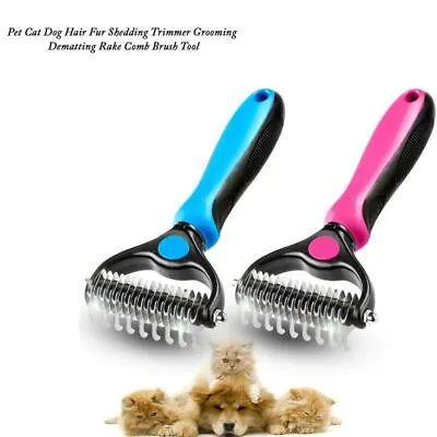 Professional Dog Cat Pet Comb Brush Dematting Undercoat Grooming Comb Rake Tool • £5.75