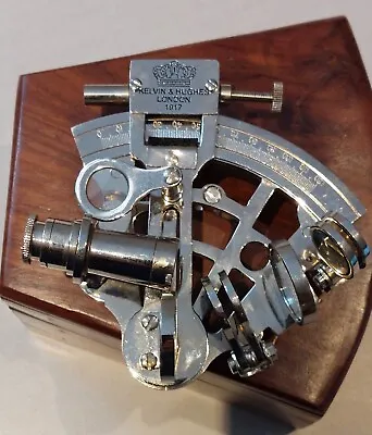 Kelvin & Hughes (london) Nautical Gift 4  Chrome Sextant In Wooden Box  • $55