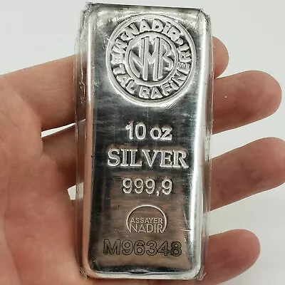 10 Troy Ounces Fine Silver Bullion Bar Nadir Metal Refinery Turkey 999 Ingot Oz • $450