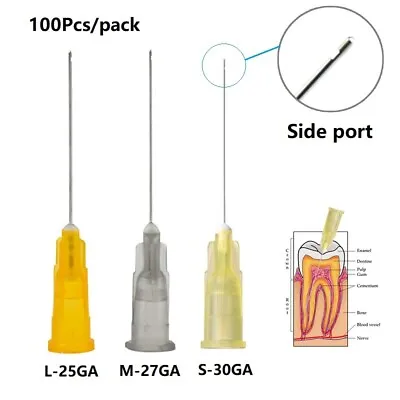 100x Dental Endo Irrigation Needle 25G/27G/30G Disposable Syringe Tips Side Hole • $11.95