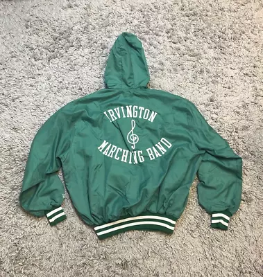 VINTAGE 80s DeLong Irvington NJ High School Jacket Size Medium Drawstring VTG • $25