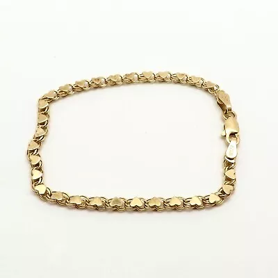 10k Gold Curb Heart Fancy Link Child Petite Small Wrist Bracelet 2gr • £182.46