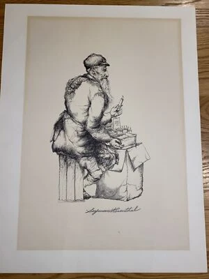$49 • Buy SEYMOUR ROSENTHAL • ARTIST SIGNED LITHOGRAPH • Candle Salesman Pencil SIgned