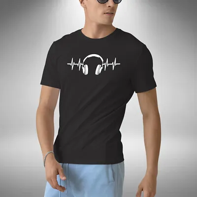 £10.99 • Buy Headphones Heartbeat Men's T-Shirt Funny Music Producer DJ Dance House Trance