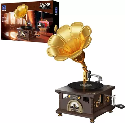 Retro Phonograph Building Set Gramophone Music Box Building Kit Vintage Music  • $108.88