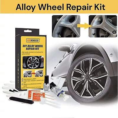 Silver Alloy Wheel Repair Kit Rim Car Damage Scuffs Scrape Paint Brush Curbing • $21.99