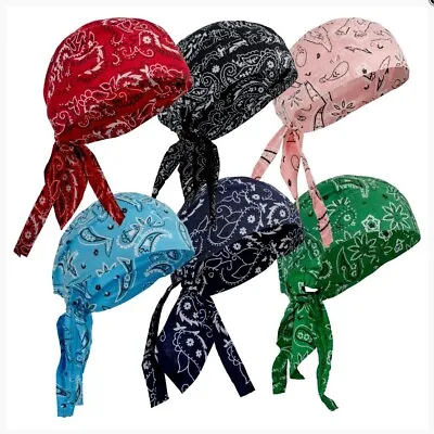 6 Pack Biker Head Wrap Doo Rag Skull Cotton Caps Do Rag Motorcycle Biker Bandana • $17.95