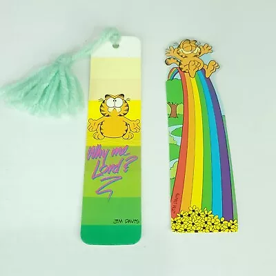 Lot Of 2 Rainbow And Why Me Lord Vintage Garfield Bookmark Bent In Middle • $16.99