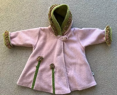 GUC Corky & Company Girls Unique Full Zip Swing Coat Hood Sz 5 Pink Yellow Green • $14.99