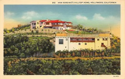 ANN HARDING'S HILLTOP HOME Hollywood CA Movie Star Home C1940s Vintage Postcard • $9.99