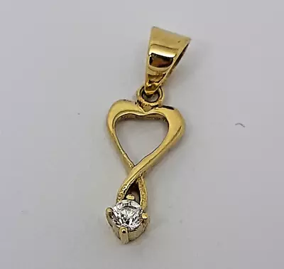 Open Heart Pendant CZ Set 9ct Solid Yellow Gold • $95