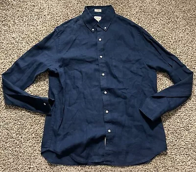 J Crew Shirt Mens Large Button Down Linen Slim Long Sleeve Baird McNutt K7899 • $24.99