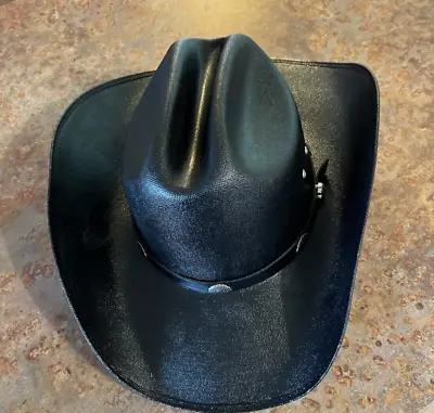 Western Express Black Straw Western Cattleman Hat W/Silver Conchos • $21.95