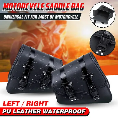 2xPU Leather Motorcycle Side Saddle Bags Waterproof Tool Bag Saddlebags Luggage • $43.99