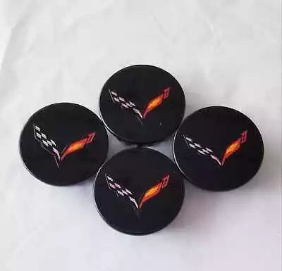 $21.99 • Buy 4pcs 2008 - 2013 Flag Black Wheel Center Hubcap Caps For  C6 Corvette 2.7'' 68mm