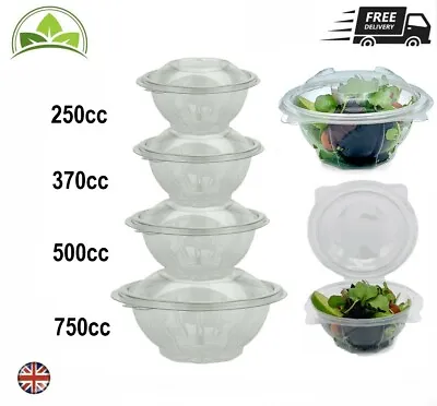 Clear Hinged Salad Bowl Snap Lid Containers High Quality - Available In 4 Sizes • £9.69