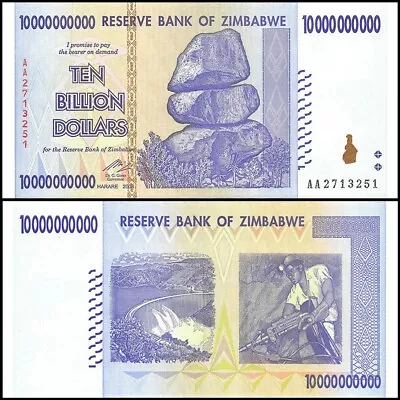 Zimbabwe 10 Billion Dollars 2008 Banknotes AA+ UNC Uncirculated P-85 • £6.50