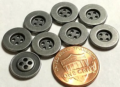 8 Small Dark Silver Tone Metal 4-Hole Sew-through Buttons 12.7mm 1/2  12297 • $5.79