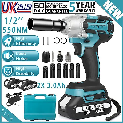 1/2  Cordless Electric Impact Wrench Drill Gun Ratchet Driver W/2 Battery 3.0Ah • £46.99