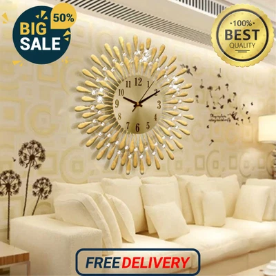 £20.95 • Buy 3D Large Diamante Crystal Jeweled Retro Style Wall Beaded Clock Living Room New