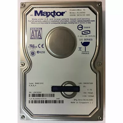 6L200S015731A - Maxtor 200GB 7200 RPM SATA 3.5  HDD • $78