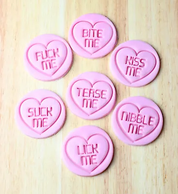 Love Hearts Cookie Stamps Valentine's Mature Content Cookies Fondant Embosser • £28
