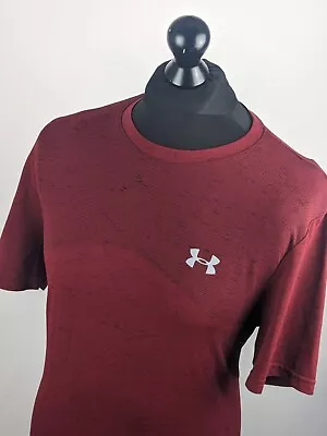 Under Armour T-Shirt Size XL Red Round Neck The Seamless Tee Gym Wear Mens • £12.99